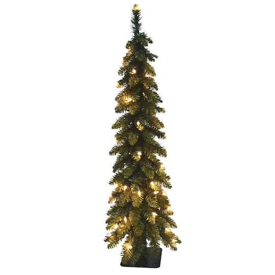 5ft. Pre-Lit Artificial Pencil Christmas Tree, Clear Lights